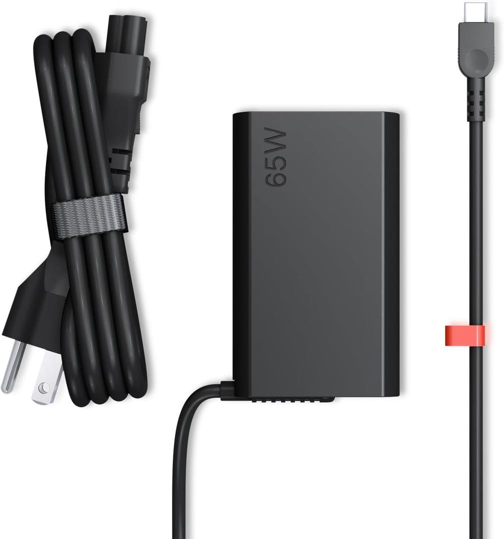 2026 New Slim 65W USB C Laptop Charger Compatible with Lenovo Thinkpad/Yoga 7i 9i L13 /Chromebook/ThinkBook 14 16 Type C Power Adapter