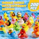 200 Pcs Rubber Ducks, Random Assortment Ducks Bulk for Jeeps Ducking, 2" Mini Rubber Duckies for Baby Toddler Bath Toys, Kids Pool Toys Birthday Gifts Party Favors