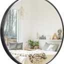 NeuType Round Mirror Circle Mirror 36 Inch Aluminum Alloy Frame Wall Mirror Large Vanity Hanging Decorative Mirrors for Entryway, Bathroom, Bedroom, Living Room, Black