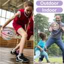 2 x Kids Basketball Size 3 (22"),Youth Basketball Size 5(27.5") for Beginner(Boys&Girls) Premium Rubber Indoor Outdoor for Age Under 12 (green-pink-blue-Mix)