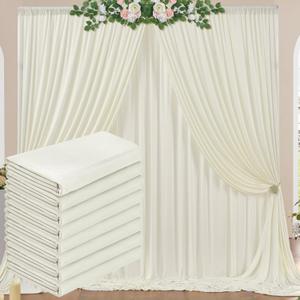 40 ft x 10 ft Wrinkle Free Ivory Backdrop Curtain for Wedding Parties, Polyester Ivory Photo Backdrop Drapes 8 Panels 5x10ft for Baby Shower Photoshoot Engagement Birthday Party Photography Background
