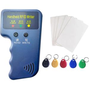 Handheld 125khz Copier RFID Smart ID Card Duplicator Used for T5577 or EM4305+5pcs NO.2T5577 Keychains +5PCS T5577 Cards