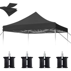 10x10 Canopy Replacement Top, 500D Heavy Duty Waterproof Canopy Replacement Top for Peak Pole Straight Leg Frame, Pop Up Canopy Tent Cover with UV Protection Coating, 4 Sandbags, Top Only (Black)