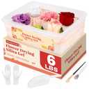 Silica Gel Flower Drying 6LBS, Flower Drying Silica Gel Crystals<1mm, Silica Gel for Drying Flowers, Reusable Color Indicating, Flower Drying Kit, Box, Brushes, Gloves & Scoop, Wedding DIY