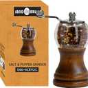 Salt and Pepper Grinder Set, Acacia Wooden Pepper Grinder with Adjustable Coarseness, Refillable Ceramic Blade Grind,Gold Pepper Mill for Kitchen (Black-5in-1pcs)