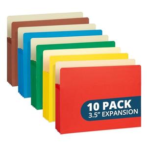 Blue Summit 10 Expanding File Pockets, Accordion File Folders Letter Size, 3.5” Expandable Pockets, Assorted Colors