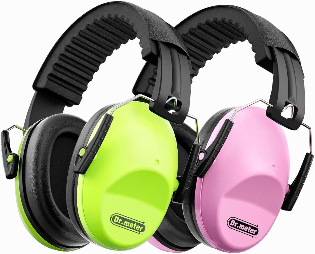 Noise Cancelling Ear Muffs: SNR27.4 Noise Cancelling Headphones for Adults Kids Ear Protection for Monster Jam Autism Sensory Concerts Fireworks- 2 Pack Green & Pink