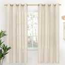 YoungsTex Linen Curtains 72 Inches Long for Living Room 2 Panels, Boho Semi Sheer Drapes with Bronze Grommet Light Filtering Rustic Window Treatments for Bedroom Dining Room, 52 x 72 Inch, 2 Panels