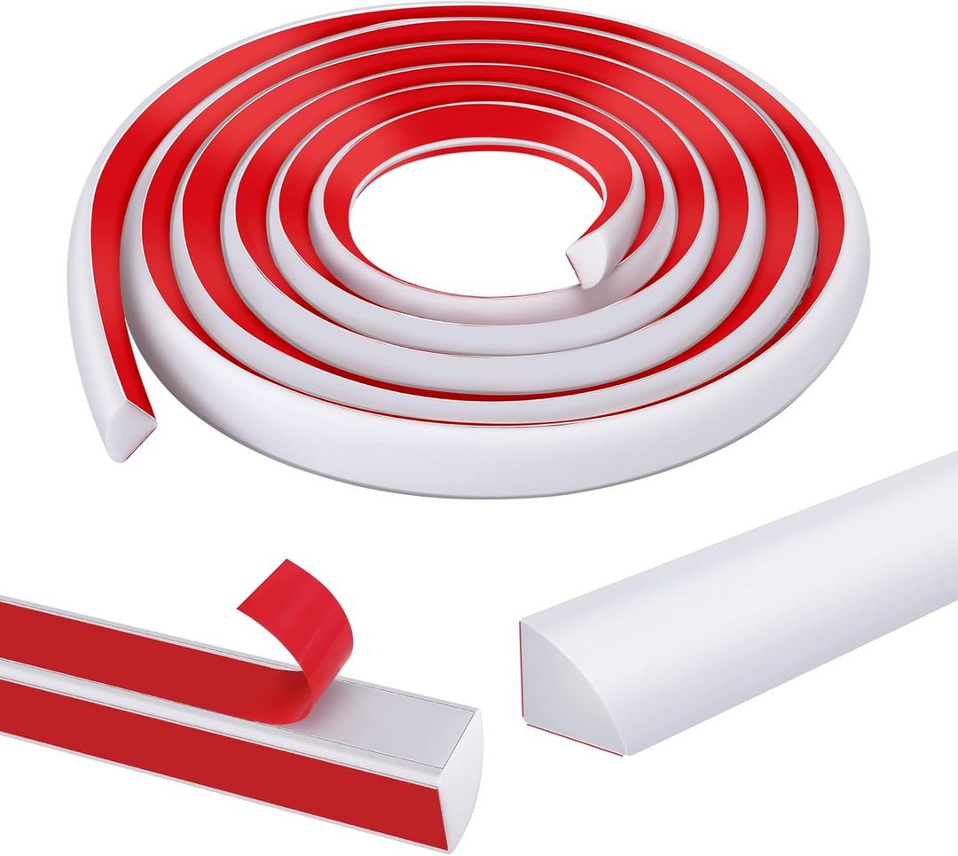 moonoom 118 inch Flexible Quarter Round Molding, 1/2" Self-Adhesive Trim Molding, Waterproof Wall Quarter Round Trim for Wall Edge Corner Base of Staircase Cabinet Edge Countertops