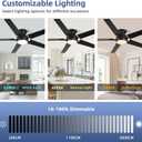 52 Inch Ceiling Fans with Lights and Remote Control, Low Profile Flush Mount, Quiet Reversible DC Motor, Modern Matte Black Finish, Energy Efficient for Bedroom/Living Room Indoor/Outdoor Use