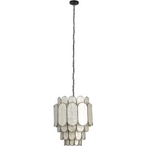 Creative Co-Op Laminated Capiz Tiered Chandelier, Black