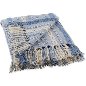 DII Braided Striped Decorative Throw Blanket, 50x60, Stonewash Blue