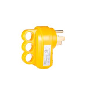 Plutreas 50 AMP Male RV Replacement Plug with Handle, 14-50P Heavy Duty 125V/250V 4 Prong Electrical Plug Adapter, Yellow, Pack of 2
