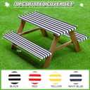 SmoothNovelty Picnic Table Cover with Bench Covers 72 x 30 Inch Waterproof Elastic Fitted Outdoor Stripe Tablecloth for 6 ft Rectangle Tables, School Camping Accessories Park(Navy Blue and White)