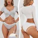 FINETOO Cotton Underwear for Women Cheeky Panties Sexy Hipster Bikini Underwear Elastic Waistband Stretch Briefs 5 Pack (XL)