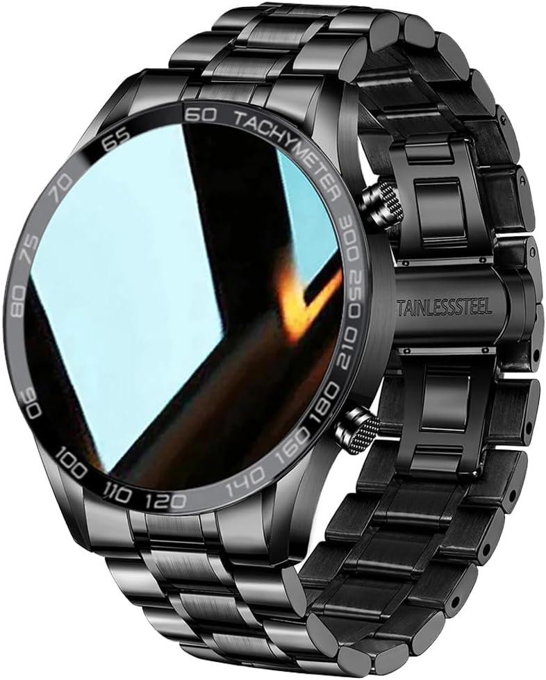 FILIEKEU Men Smart Watch for Android iOS, Bluetooth Calls Voice Chat with Heart Rate/Sleep Monitor Fitness Tracker, 1.3" Full Touch Screen IP67 Waterproof Stainless Steel Activity Tracker for Men