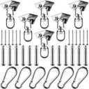 Tandefio 6 Sets of Robust Swing Hangers for Wooden Concrete Set with Hook Screw Bolt Washer 360 Swivel Stainless Steel Swingset Accessory for Porch Patio Yoga Indoor Outdoor, 2000 LB Capacity, Silver