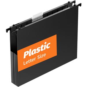 Extra Capacity Plastic Hanging File Folders,12 Pack Reinforced Hang Folder,Heavy Duty 1 Inch Expansion,Filing Cabinet Folders Letter Size for Bulk Files/Medical Charts (Sides Sealed, Black)