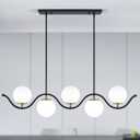 42" Kitchen Island Lighting Dining Room Light Fixture 5-Light Black Gold Glass Globe Chandeliers Modern Pendant Light Fixtures for Living Room Dining (bend rod - 5 light)