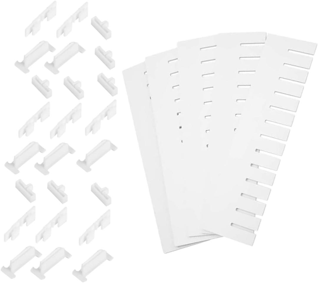 Unomor 1set Adjustable Drawer Dividers Organizer for Kitchen and Closet Easy to Use Plastic Partition for Makeup Office Supplies and More Stackable Design