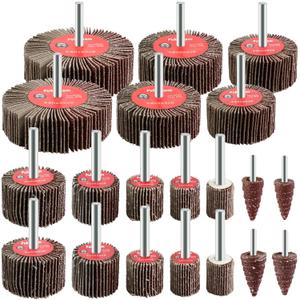 20 Pcs Flap Wheel Sander Set 80 Grit Sanding Wheel for Drill 1/4" Shank for Metal Wood