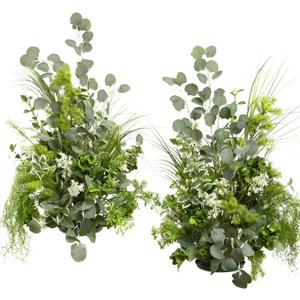 Ling's moment 41" Tall Fall Free Standing Artificial Flowers Arrangements 2pcs Wedding Aisle Runner Chair Decoration Fake White & Sage for Arch Entryway Ceremony Reception Church Rose Floral Party