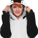 Spooktacular Creations Halloween Dalmatian Dragon Triceratop Unisex Costume, Adult Animal Costume Halloween Costume Party (Medium, White Penguin)