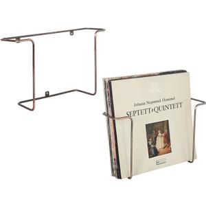 MyGift Modern Metal Wire Wall Mounted Vinyl Records Storage Racks, Hanging LP Record Holders, Floating Album Cover Display Shelves, Set of 2 (Vintage Copper-2 Pcs)