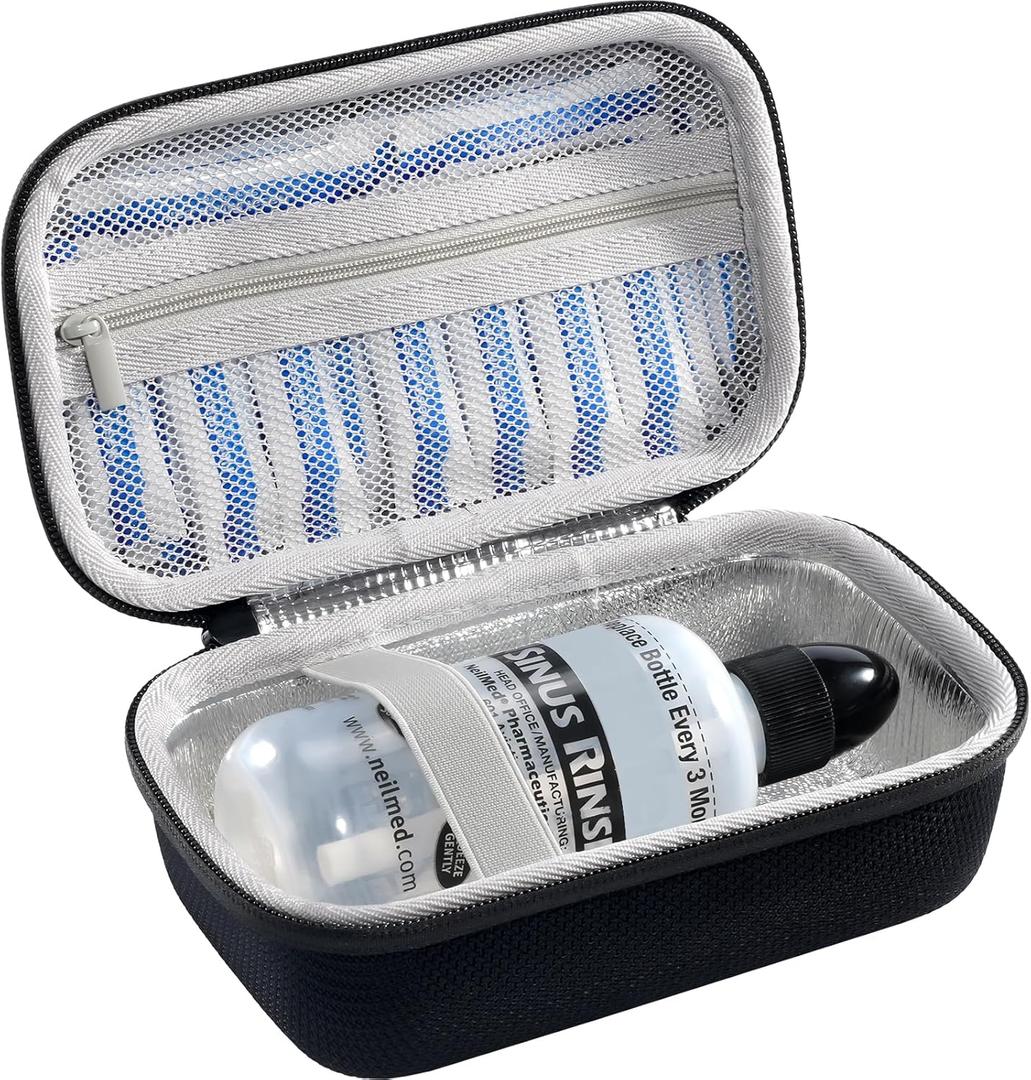 ProCase Travel Case for NeilMed Sinus Rinse Packets, Carrying Bag for Maoever Neti Pot Nasal Rinse, Portable Case for Sinus Rinse Bottle and Nasal Wash Salt Packets or Nose Cleaner Kit -Black (Black (Aluminum foil lining))