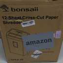 Bonsaii 12-Sheet Cross Cut Paper Shredder, 5.5 Gal Home Office Heavy Duty Shredder for Paper, Credit Card, Mail, Staples, with Transparent Window, High Security Level P-4 (C275-A)