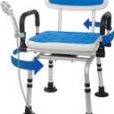 Swivel Shower Chair for Inside Shower with Liftable Arms, 360 Rotating Shower Chair for Elderly and Disabled, Adjustable Height Swivel Bath Chair with Extra Accessories, Supports Up to 400 LBS