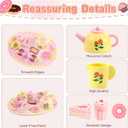 Wooden Tea Sets for Toddlers 3-5, Tea Party Set for Little Girls 4-6, Toddler Tea Set with Teacups, Dessert Food Items and Tray, Birthday Gift for Kids Aged 3-6
