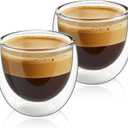 ComSaf Double Walled Espresso Cups 3 oz, Glass Espresso Shot Cup Set of 2, Small Coffee Mugs for Ristretto, Lungo, Machiato, Ideal Gift for Chrismas, Brithday