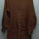 Saodimallsu Women's Long Cardigans V Neck Button Down Chunky Knit Dusters Sweater Coat Fall Trendy Maxi Sweater Dress (Large, Brown)