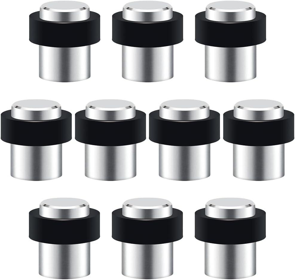 10 Pack Door Stop Floor Mount Door Stopper Stainless Steel Rubber Door Stop Height 1.8" for Home Office Hotel etc