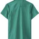 JOGAL Mens Work Shirts Button Down Short Sleeve Shirt DeepGreen XX-Large (Green, XXL)