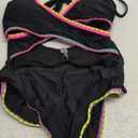 popvil Neon One Piece Swimsuit Women Tummt Control High Waisted Cut Out Bathing Suit Color Block Shell Stitch 2025 Swim Suits, L