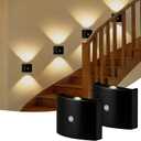 2 Pack Motion Sensor Wall Light, Rechargeable Wall Sconce with 3 Color Temperatures and Brightness Adjustable, Wireless Magnetic Mount for Bedroom, Stair, Hallway, Closet (Black)
