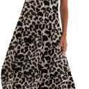 Zilcremo Women's Summer Casual Loose Sundress Long Dress Sleeveless V Neck Split Tshirt Maxi Dresses, Size XL