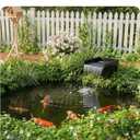 POPOSOAP Solar Pond Waterfall with 120W Solar Panel & 1600GPH Pond Pump, 10 Ft Corrugated Tubing, Filter Media, Pond Waterfall Kit for Outdoor Garden Pond, Streams P510X