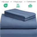 LuxClub 4 PC Queen Sheet Set, Breathable Luxury Bed Sheets, Deep Pockets 18" Wrinkle Free Cooling Sheets Machine Washable Hotel Bedding Silky Soft - Oxford Queen