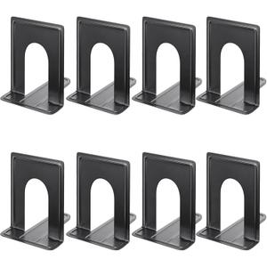 MaxGear 8.5 in Extra Large Heavy Duty Metal Book Ends, Classic Black Premium Bookends for Shelves, Non-Skid Bookend, Book Stopper for Books/Movies/CDs/Games, 8.5 x 5.9 x 7.8 in, 4 Pairs