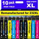 NINKLER for 232XL Remanufactured for Epson 232XL Ink Cartridges Combo Pack 232 T232XL for XP4200 XP4205 Workforce WF2930 WF2950 Printer 10 Pack 4 Black 2 Cyan 2 Magenta 2 Yellow