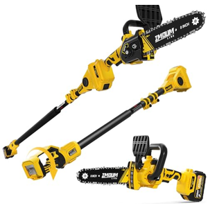 IMOUMLIVE 2-IN-1 Cordless 8 Inch Pole Saw & Chainsaw, 21V 3Ah Battery, 14.7ft Max Reach, 8.3lb Lightweight, Powered Pole Saws for Tree Trimming, Tree Trimmer for Branch Cutting