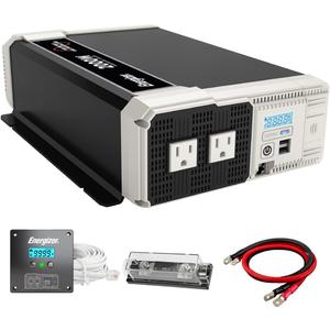 Energizer 2000 Watts Pure Sine Wave Power Inverter 12V DC to 110V/120V Converter for Family RV Off Grid Solar System with Dual USB Ports LCD Display & Installation Kit Included