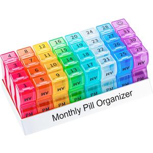 Monthly Pill Organizer 2 Times a Day, one Month Pill Box AM PM, 30 Day Pill Case Small Compartments to Hold Vitamin and Travel Medicine Organizer, 31 Day Pill Organizer, 4 Week Pill Cases
