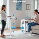 HUANUO 28Inch Bedside Table with Wheels, Height-Adjustable Rolling Computer Cart, Overbed Table with Cup Holder, Pneumatic Laptop Standing Desk for Home Office, White, Small-28 Inch