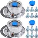 2Set 343-4009 Trailer Hub Caps, 3434009 6 Holes Aluminum Hub Cap for Trailer Axle, with 12Pcs Bolts, Side Pipe Plug, Gasket & Extra 2Pcs Blue Rubber Plugs, TR3434009 Semi Truck Hubcaps