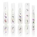 LOVFUL Press on Nails Candy Diamonds & White French Tip | Luxury Spring French Tip Glossy Press On Nails with Bling | Square Long 2.2 in | H36(M)