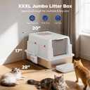 FURTIME XXXL Extra Large Stainless Steel Litter Box with Lid, Large Enclosed Cat Litter Box for Big Cats, Metal Cat Box with High Sided Enclosure & Scoop, Silver